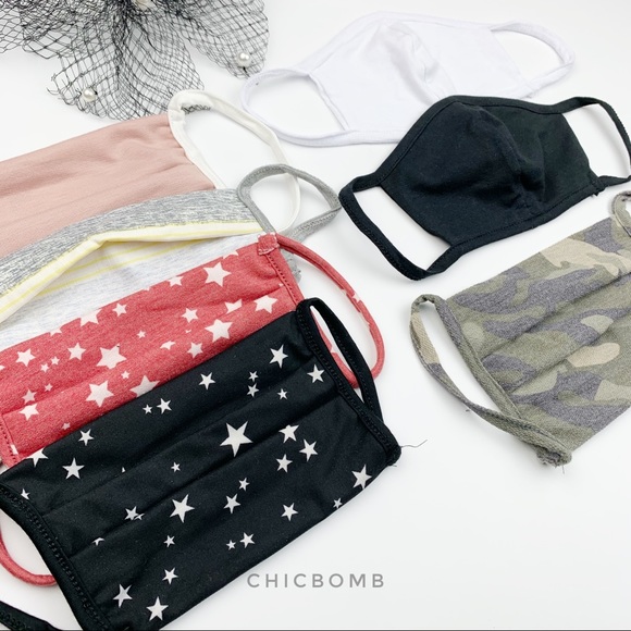 MADE IN USA RED SOFT COTTON FACE MASK - STARS - Picture 4 of 6